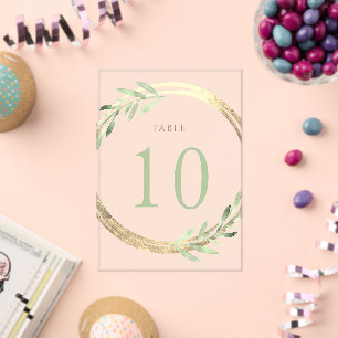 faux folie en groen Tabel Nummer 10 Acryl Uitnodigingen