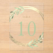 faux folie en groen Tabel Nummer 10 Acryl Uitnodigingen (Voorkant)