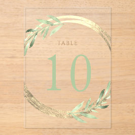 faux folie en groen Tabel Nummer 10 Acryl Uitnodigingen