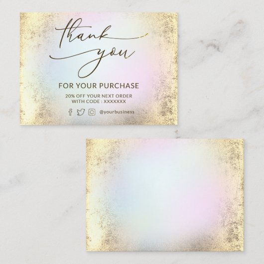 Faux folie en Pastel Cloud Dank je kaart Visitekaartje (Voorkant / Achterkant)