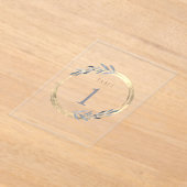 faux folie en stoffig blauw Tabel Nummer 1 Acryl Uitnodigingen (Laagn)