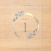 faux folie en stoffig blauw Tabel Nummer 1 Acryl Uitnodigingen (Voorkant)