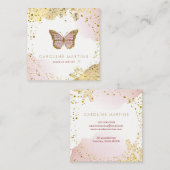 FAUX folie glitter waterverf blush vlinder Vierkante Visitekaartje (Voorkant / Achterkant)