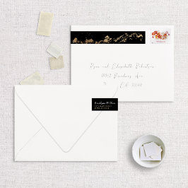 Faux Folie Gold Abstracte bergen op zwart Adreslabel Wikkel