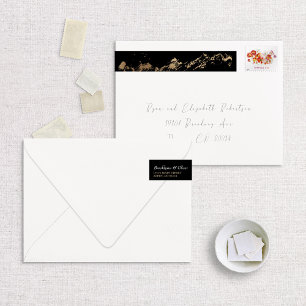 Faux Folie Gold Abstracte bergen op zwart Adreslabel Wikkel