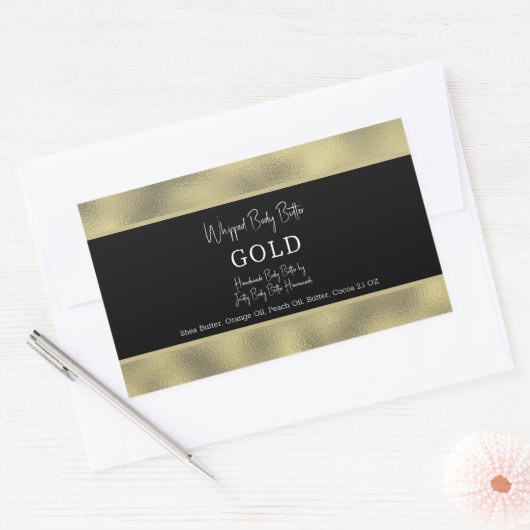 Faux Folie Gold Bath Branding Verpakking Rechthoekige Sticker (Envelop)