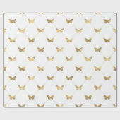 Faux Folie Gold Lattice Butterfly Patroon Cadeaupapier (Vlak)