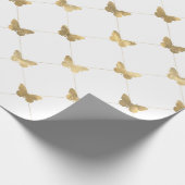 Faux Folie Gold Lattice Butterfly Patroon Cadeaupapier (Hoek)