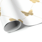 Faux Folie Gold Lattice Butterfly Patroon Cadeaupapier (Rol Hoek)