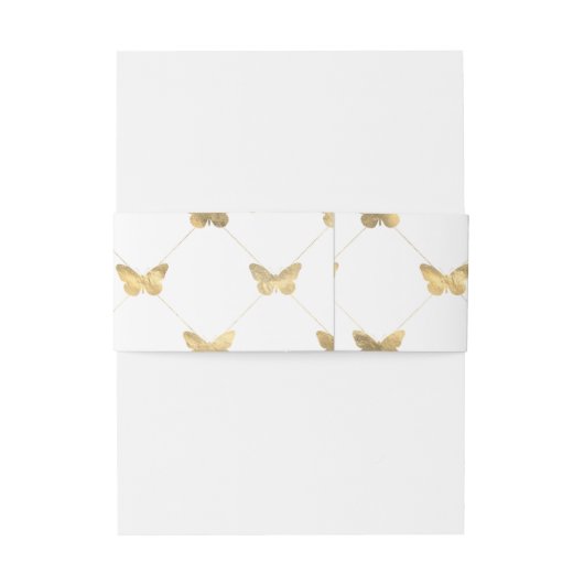 Faux Folie Gold Lattice Butterfly Patroon Uitnodigingen Wikkel (Achterkant Voorbeeld)