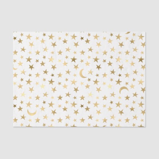 Faux Folie Gold Moon en Stars Tissuepapier (Voorkant)