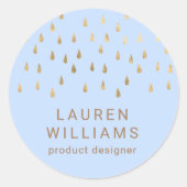 Faux Folie Gold Rain Drops Elegant Monogram Ronde Sticker (Voorkant)