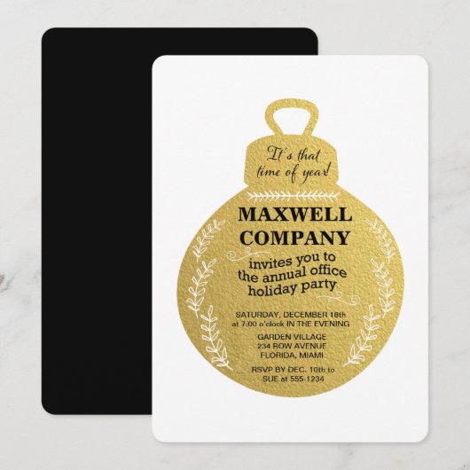 Faux folie Gold Vakantie Feestuitnodiging Kaart (Voorkant / Achterkant)
