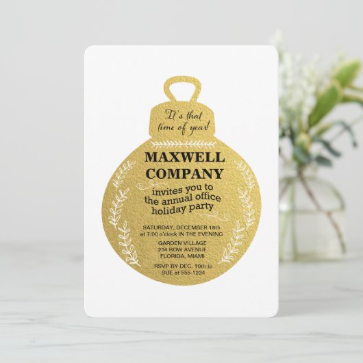 Faux folie Gold Vakantie Feestuitnodiging Kaart (Staand voorkant)