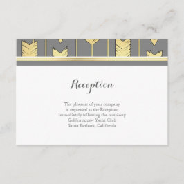 Faux Folie Golden Arrows Grijs Huwelijksreceptie Informatiekaartje