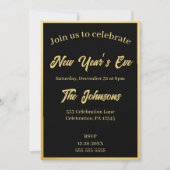 Faux Folie Goud Zwart Foto Oudejaarsfeest Kaart (Voorkant)