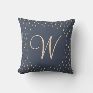 Faux folie gouden regendruppels trendy monogram kussen