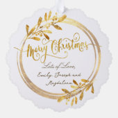faux folie groen lijst Vrolijk kerstfeest Ornament Kaart (Achterkant)