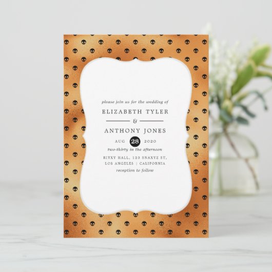 Faux Folie Halloween Wedding Kaart (Staand voorkant)