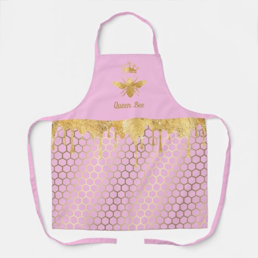 faux folie honing druppels queen bee n roze schort (Voorkant)