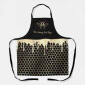 Faux folie Honing druppelt bij op zwart schort (Voorkant)