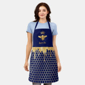 Faux folie Honing Druppelt Queen Bee Op Blauw Schort (Gedragen)