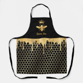 Faux folie Honing Druppelt Queen Bee Op Zwart Schort (Voorkant)