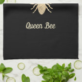 faux folie koningin bijen zwart theedoek (Gevouwen)