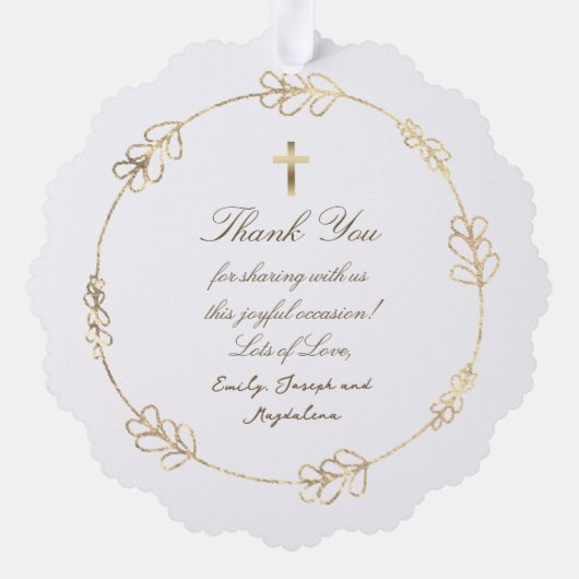 faux folie lijst Doop dank u Ornament Kaart (Achterkant)