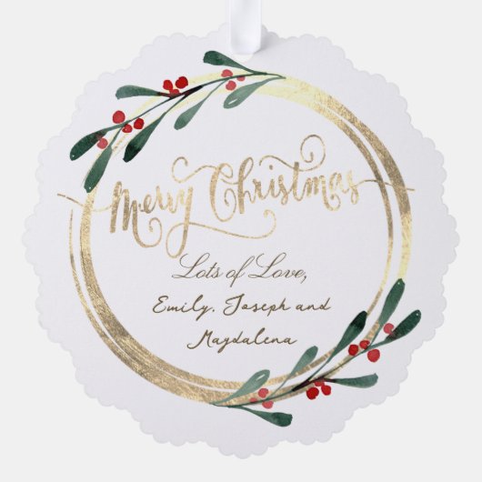 faux folie lijst Vrolijk kerstfeest Ornament Kaart (Achterkant)
