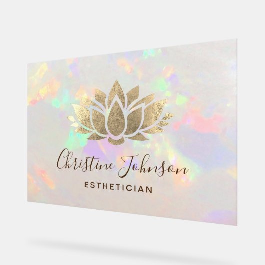 Faux folie Lotus logo op opaal achtergrond Acryl Bord (Hoek)