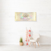 faux folie lotus op optische textuur spandoek (Insitu)