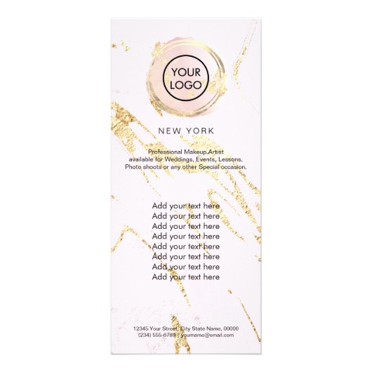 faux-folie op bleek roze rackkaart reclamekaart (Voorkant)