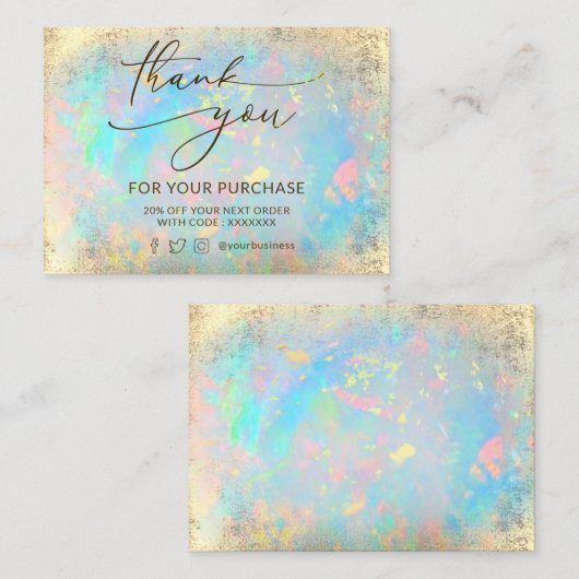 Faux folie opaal achtergrond dank u kaart visitekaartje (Voorkant / Achterkant)
