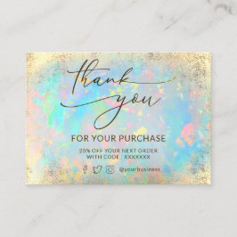 Faux folie opaal achtergrond dank u kaart visitekaartje