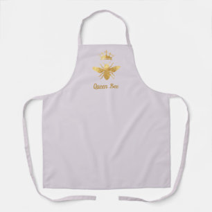 Faux folie Queen Bee logo op Lavendel Schort
