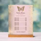 Faux folie roze vlinder prijslijst acryl bord (Neutraal)