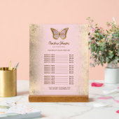 Faux folie roze vlinder prijslijst acryl bord (Huwelijk)