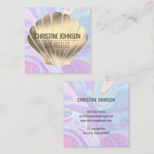 Faux folie Seashell Square visitekaartje (Voorkant / Achterkant)