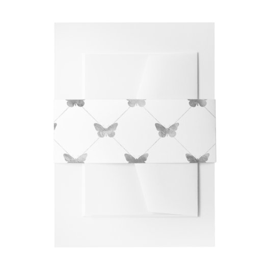 Faux Folie Silver Lattice Butterfly Patroon Uitnodigingen Wikkel (Voorkant Voorbeeld)