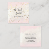 FAUX folie sterren op roze waterverf Square Busine Vierkante Visitekaartje (Voorkant / Achterkant)