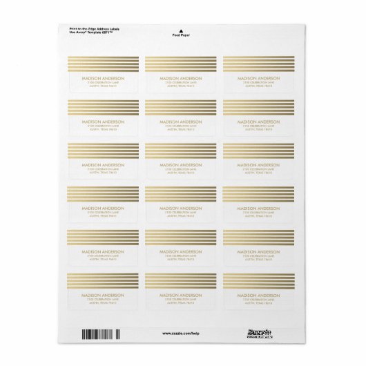 Faux Folie strepen | Afstuderen Adreslabel Etiket (Full Sheet)