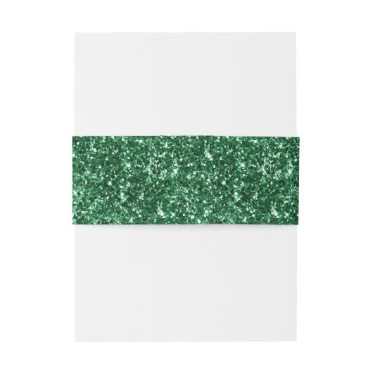 Faux Forest Green Glitter Uitnodigingen Wikkel (Achterkant Voorbeeld)