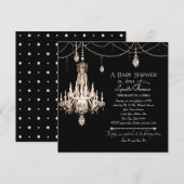 FAUX Franse Crystal Chandelier Draped Pearl Shower Kaart (Voorkant / Achterkant)