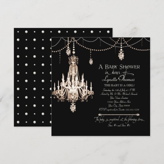 FAUX Franse Crystal Chandelier Draped Pearl Shower Kaart (Voorkant / Achterkant)