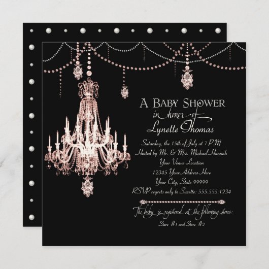 FAUX Franse Crystal Chandelier Draped Pearl Shower Kaart (Voorkant / Achterkant)