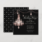 FAUX French Crystal Chandelier Birthday Party Kaart (Voorkant / Achterkant)