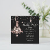 FAUX French Crystal Chandelier Birthday Party Kaart (Staand voorkant)