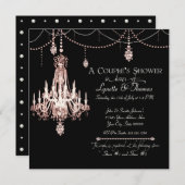 FAUX French Crystal Chandelier Draped Pearls Party Kaart (Voorkant / Achterkant)