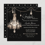 FAUX French Crystal Chandelier Draped Pearls Party Kaart (Voorkant / Achterkant)